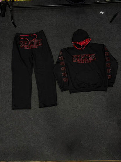 SATIN HOODIE EMBROIDERED SET — PREORDER
