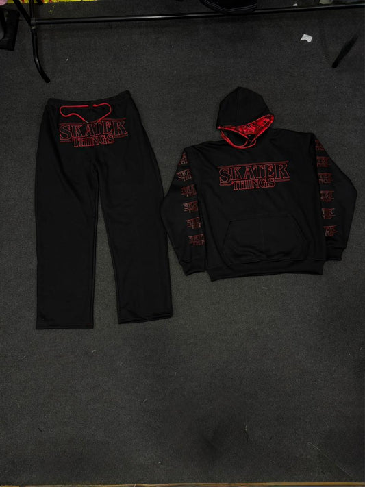 SATIN HOODIE EMBROIDERED SET — PREORDER