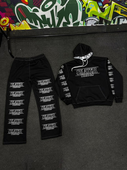 SATIN HOODIE EMBROIDERED SET — PREORDER