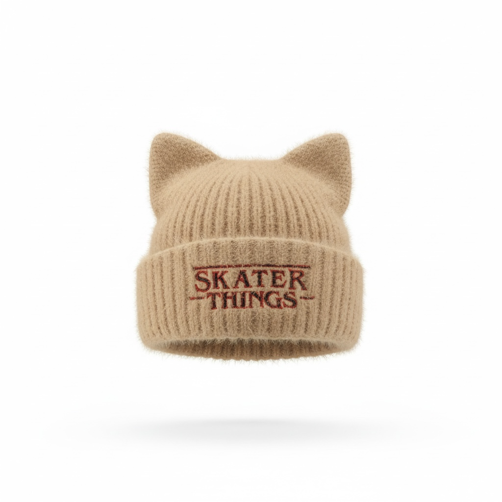 Cat Ear Beanies — Embroidered Skater Things OG