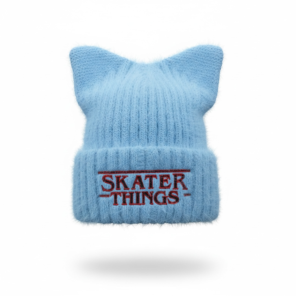 Cat Ear Beanies — Embroidered Skater Things OG