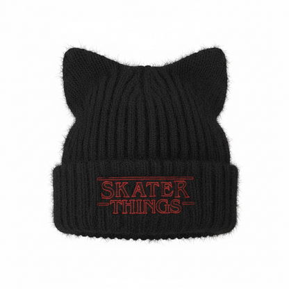 Cat Ear Beanies — Embroidered Skater Things OG